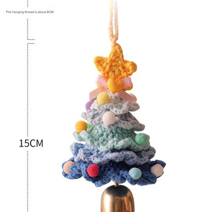 2PCS Red Handmade-Style Crochet Christmas Tree Ornament - Festive Plush Hanging Decor for Home & Car