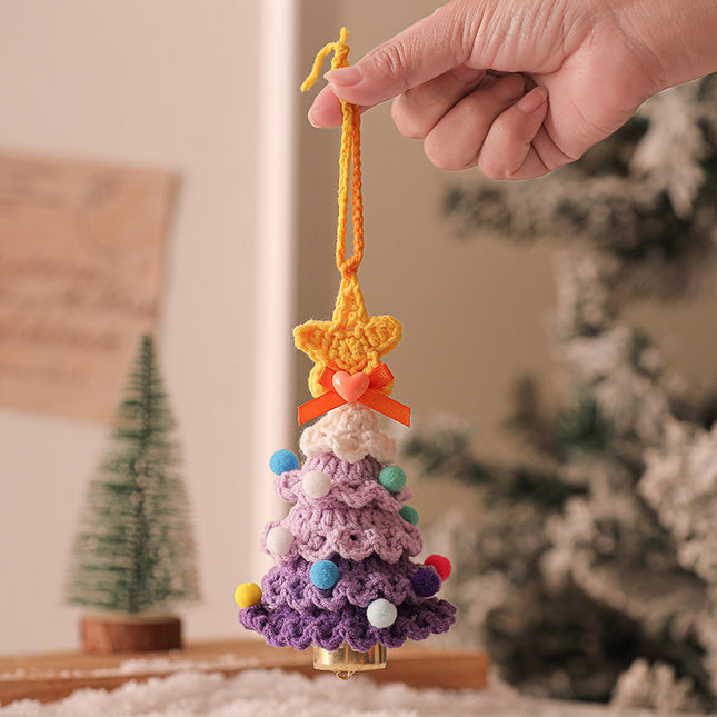 2PCS Purple Handmade-Style Crochet Christmas Tree Ornament