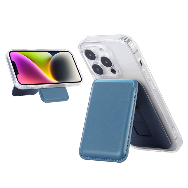Blue Slim Magnetic Card Holder Wallet with Adjustable Kickstand