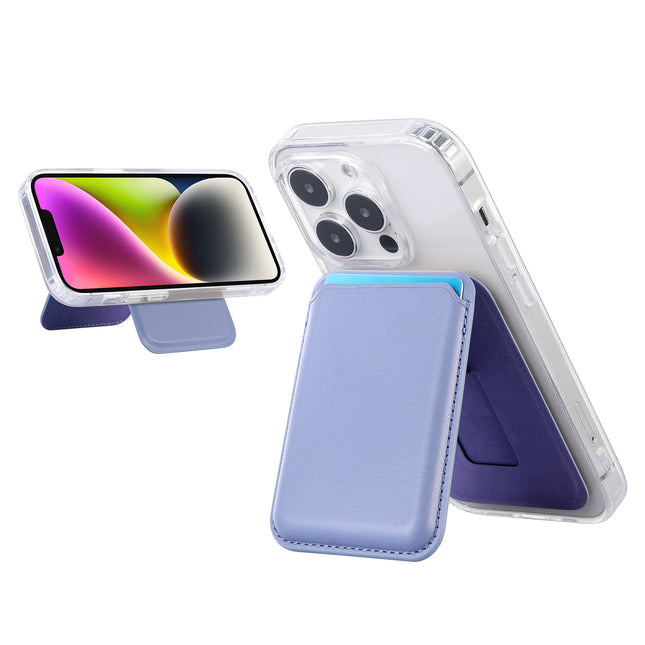 Light Purple Slim Magnetic Card Holder Wallet with Adjustable Kickstand