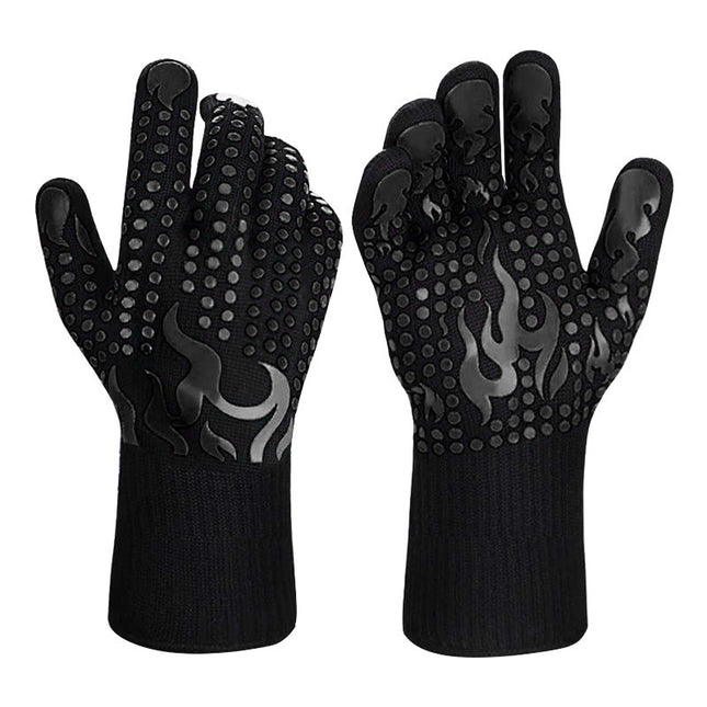 Black a Pair Of Extreme Heat Resistant BBQ Gloves (500 Degree C)