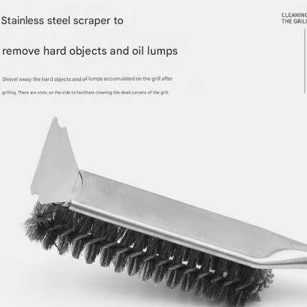 Stainless Steel Handle Heavy Duty BBQ Grill Brush - Stainless Steel Wire Cleaner with Scraper for Effortless Grate Cleaning