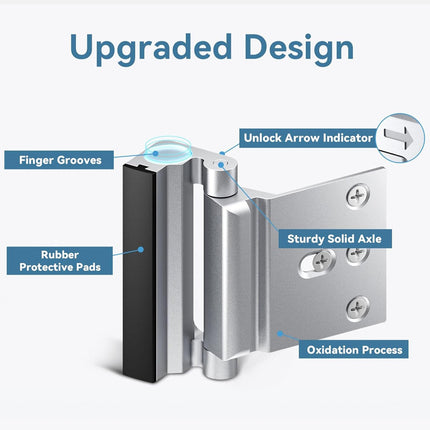 White Heavy-Duty Hotel Style Security Door Lock - Childproof Door Reinforcement Latch for Home Safety