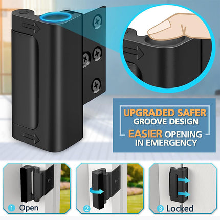 Silver Heavy-Duty Hotel Style Security Door Lock - Childproof Door Reinforcement Latch for Home Safety