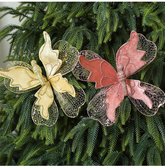 Green Large Glitter Butterfly Christmas Ornaments (Set of 2) – product detail