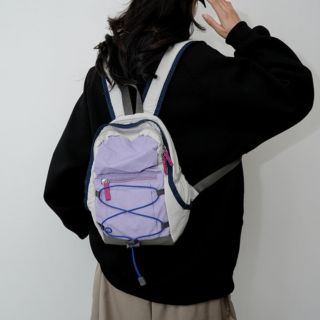 Purple Mini Lightweight Drawstring Backpack for Women