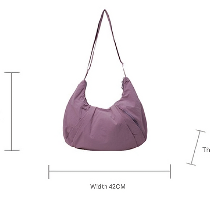 Blue Lightweight Crescent Crossbody Bag - Slouchy Nylon Hobo Purse for Casual Everyday Use