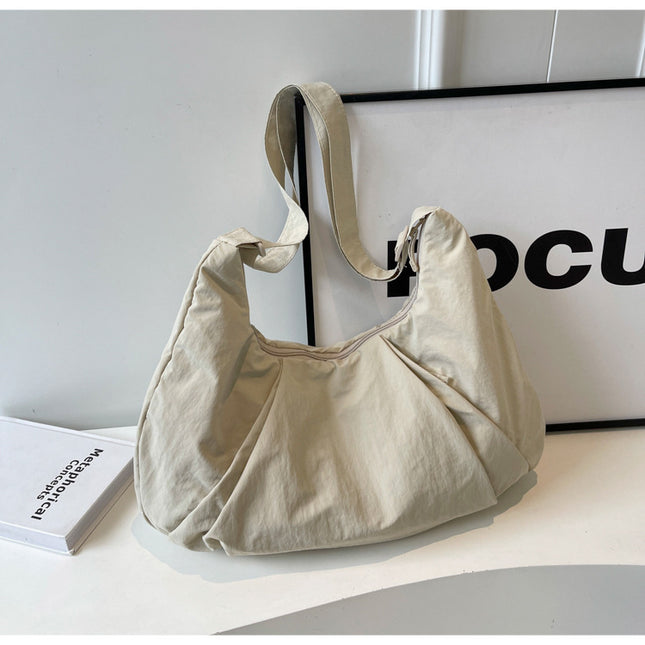 Beige Lightweight Crescent Crossbody Bag