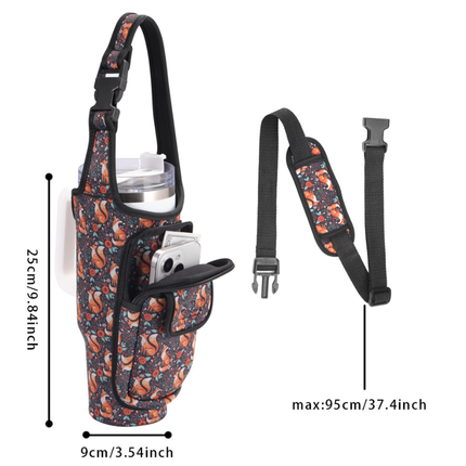 Blue-purple Insulated Tumbler Carrier Pouch with Adjustable Strap & Pocket – product detail