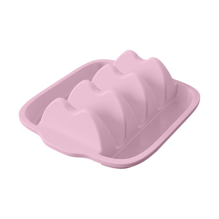 Pink Silicone Taco Holder Tray - Creative Non-Slip Corn Taco Serving Rack with 4 Compartments