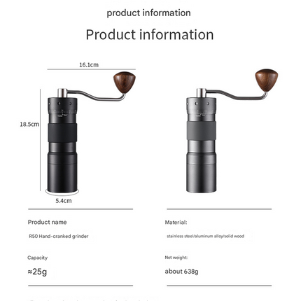 Black Premium 7-Star Manual Coffee Grinder - Portable Bean Mil(R50pro)