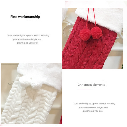 Green Large Cable Knit Christmas Stocking - Classic 43cm Holiday Decor for Fireplace Hanging