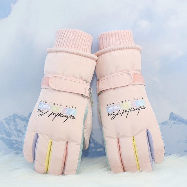 Pink Women's Warm Winter Ski Gloves