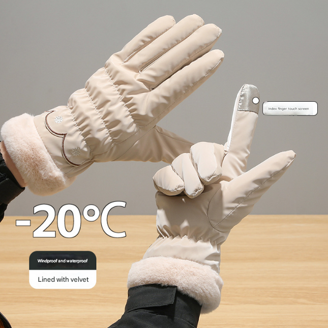 Light Gray Elegant Women's Thermal Winter Gloves – product detail