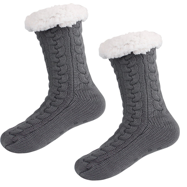 Grey Women's Fuzzy Slipper Socks