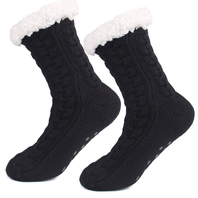 Black Women's Fuzzy Slipper Socks