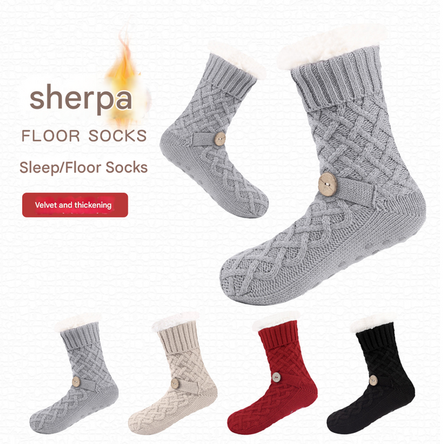 Red Women's Cozy Cable Knit Slipper Socks – product detail