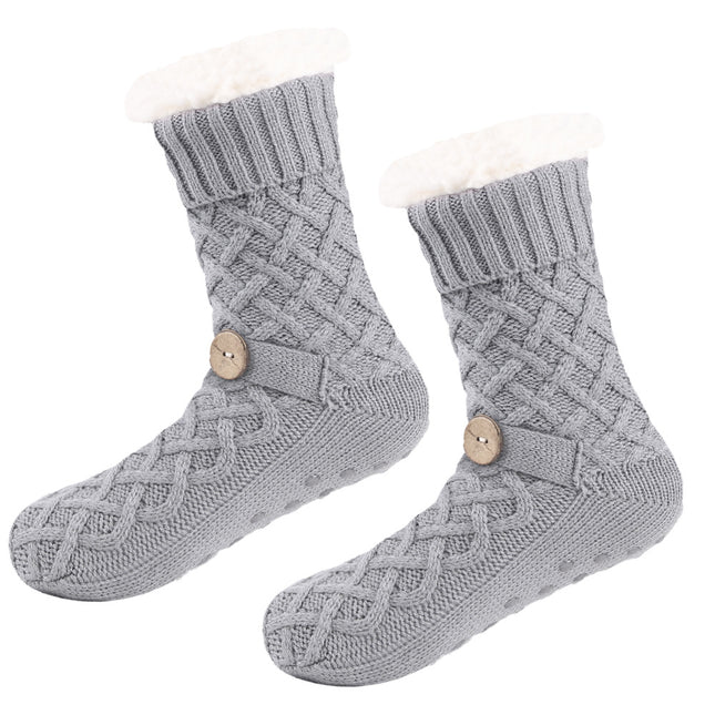 Grey Women's Cozy Cable Knit Slipper Socks