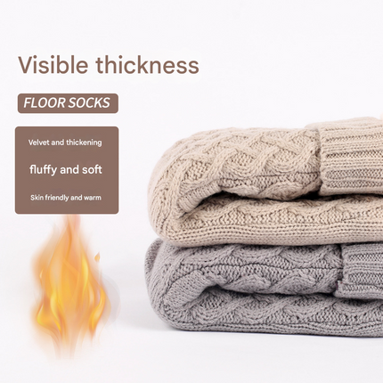 Khaki Women's Cozy Cable Knit Slipper Socks – shape and profile