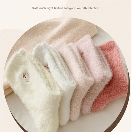 2-Piece White Women's Ultra-Soft Fuzzy Socks - Plush Chenille Thermal Crew Socks with Heart Embroidery