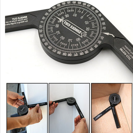 Red Precision 360-Degree Miter Saw Protractor - Aluminum Alloy Angle Finder for Woodworking & Carpentry
