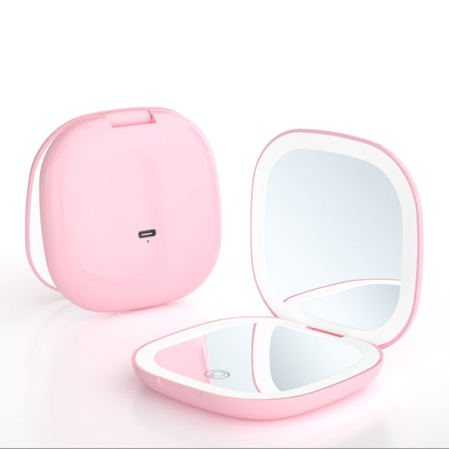 2-piece Pink Portable LED Makeup Mirror
