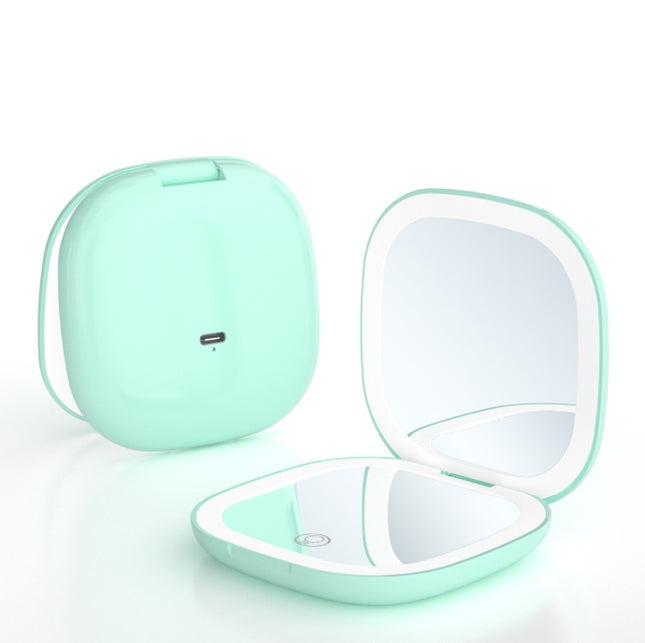 2-piece Green Portable LED Makeup Mirror
