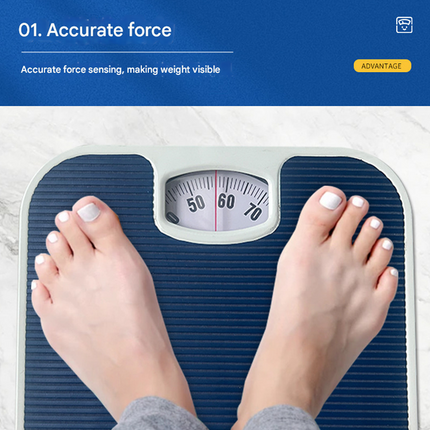Light Gray Classic Mechanical Bathroom Scale - Battery-Free Analog Body Weight Scale with Non-Slip Platform