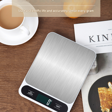White Slim Digital Kitchen Scale - High Precision Stainless Steel Food Scale for Baking & Cooking(5kg)