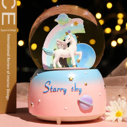 Enchanting Unicorn Snow Globe Music Box - Magical Starry Sky Musical Gift for Girls