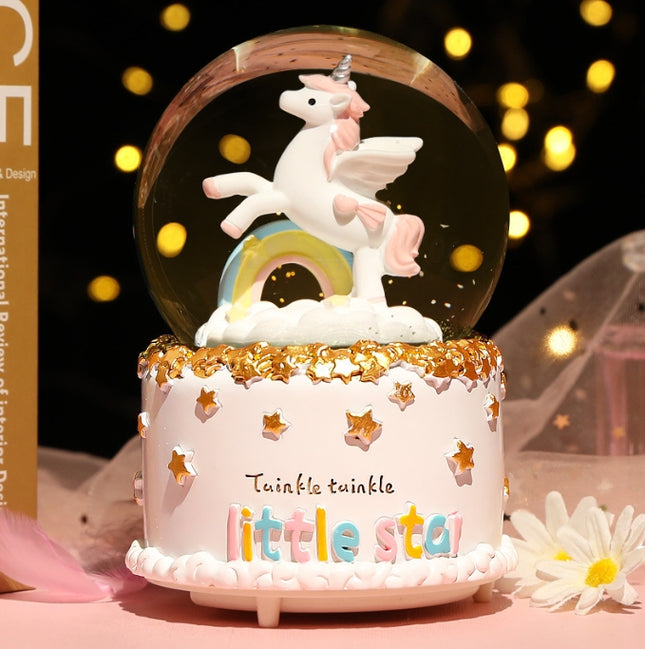 Enchanting Unicorn Snow Globe Music Box
