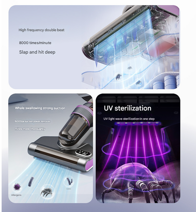 White Advanced Cordless UV-C Dust Mite Vacuum – product detail