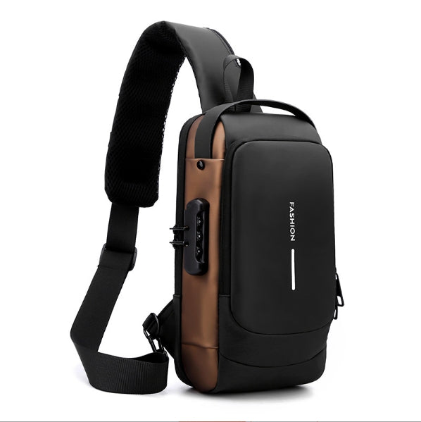 Black Gold Modern Anti-Theft Sling Bag for Men