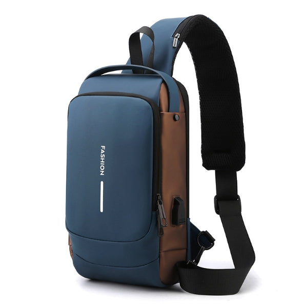 Blue Modern Anti-Theft Sling Bag for Men