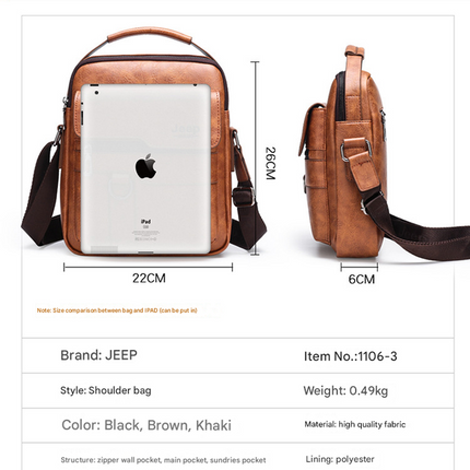 Dark Brown Men's Vintage Crossbody Bag - PU Leather Business Casual Shoulder Messenger Bag for iPad