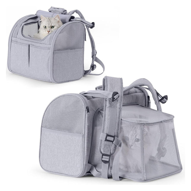Grey Expandable Breathable Outdoor Portable Large Space Cat Backpack
