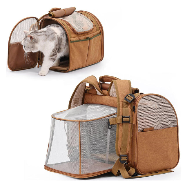 Brown Expandable Breathable Outdoor Portable Large Space Cat Backpack
