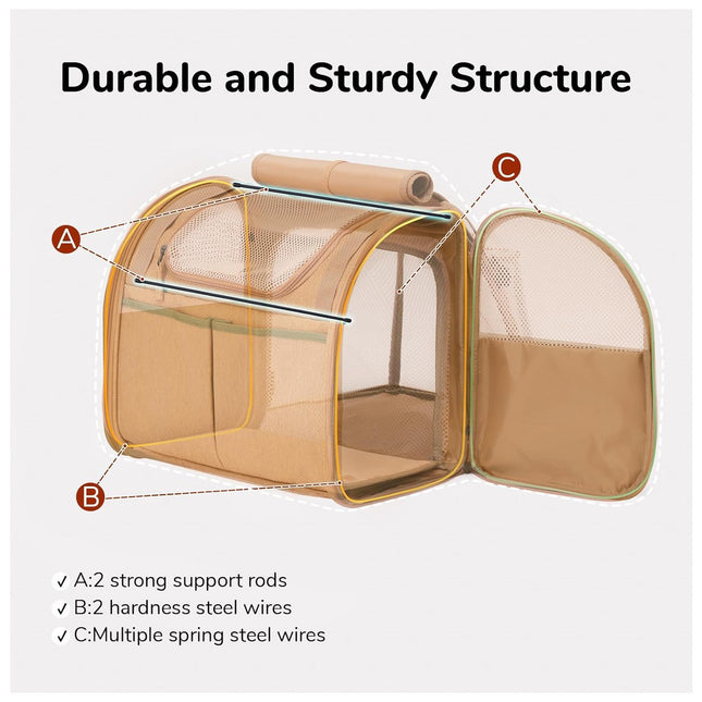 Brown Expandable Breathable Outdoor Portable Large Space Cat Backpack – product detail