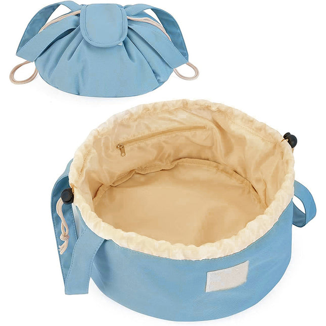 Blue New Large Capacity Portable Drawstring Makeup Bag