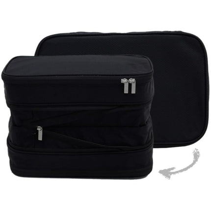 Black Durable Double-Zipper Expandable Water-Resistant Thick and Thin Clothing Storage Bag - Size 40*30*15CM