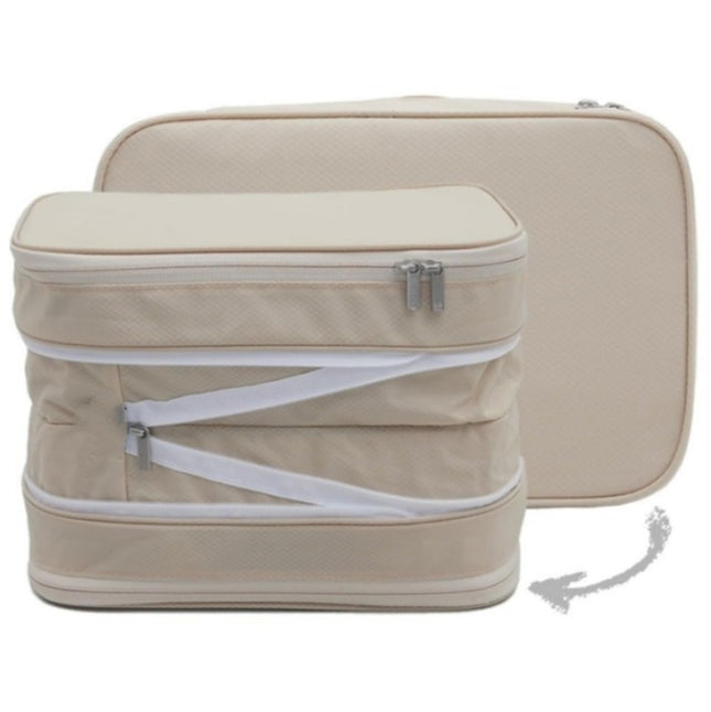 Beige Durable Double-Zipper Expandable Water-Resistant Thick and Thin Clothing Storage Bag