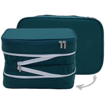 Green Durable Double-Zipper Expandable Water-Resistant Thick and Thin Clothing Storage Bag - Size 40*30*15CM