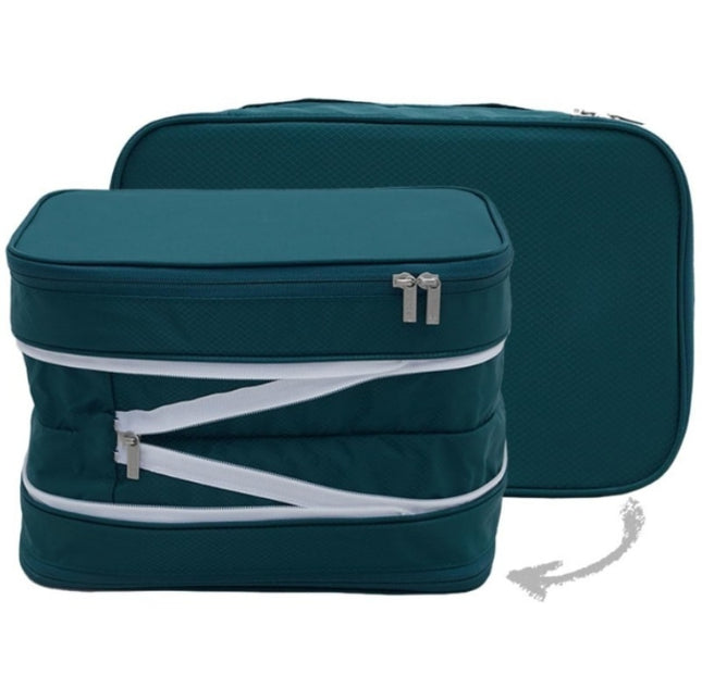Green Durable Double-Zipper Expandable Water-Resistant Thick and Thin Clothing Storage Bag