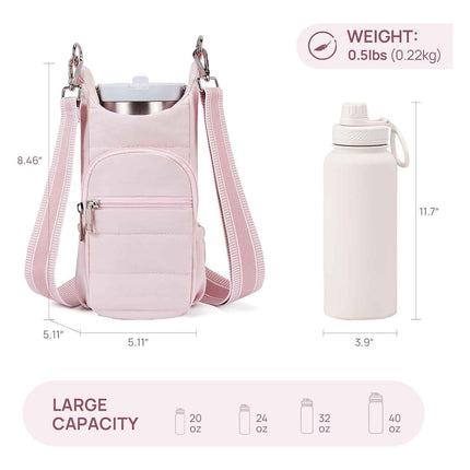 Black Women's Crossbody Water Bottle Bag-Perfect for Hiking and Cycling