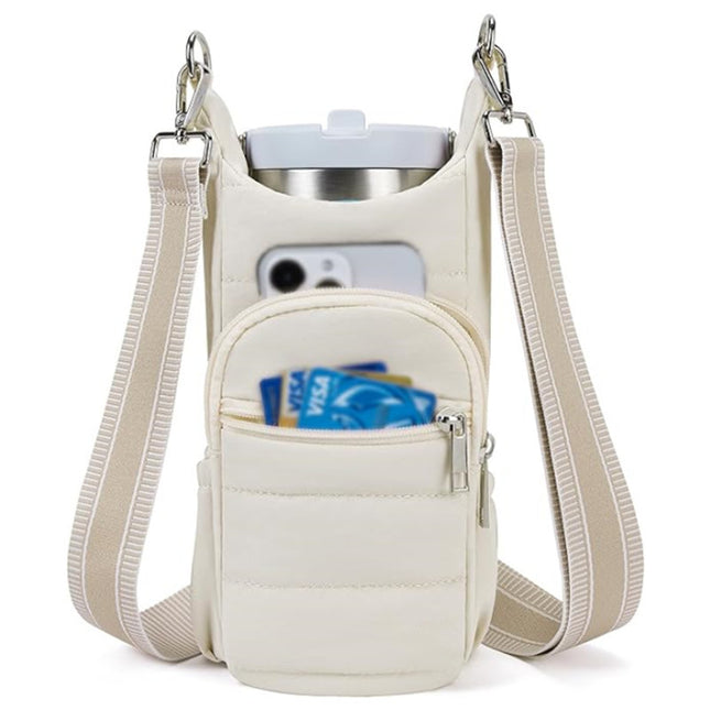 White Women's Crossbody Water Bottle Bag-Perfect for Hiking and Cycling V888-ELOSUNG34256