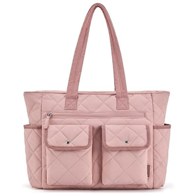 Pink Women's Multi-Pocket Tote Bag