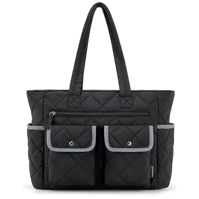 Black Women's Multi-Pocket Tote Bag