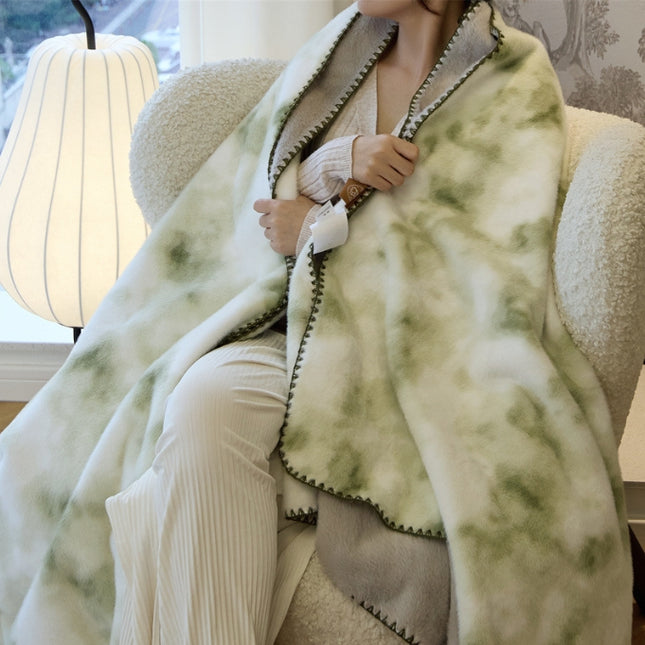 Green Luxury Mink Velvet Ink Print Blanket