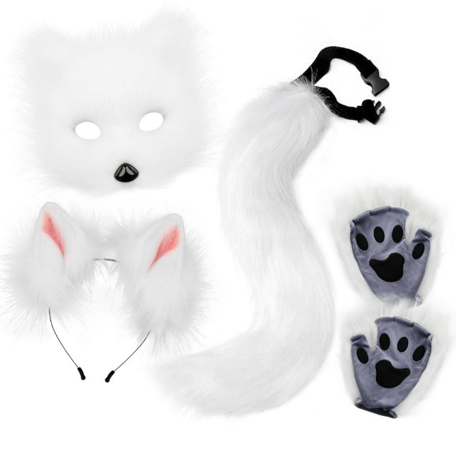 White Halloween Furry Fox Costume Set