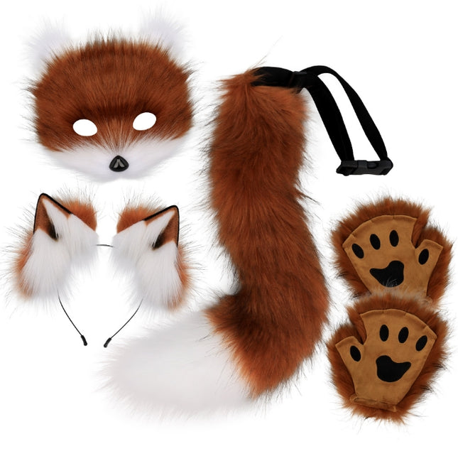 Reddish-brown Halloween Furry Fox Costume Set